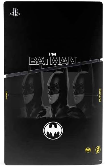 Skinit Decal Gaming Skin Compatible with PS5 Slim Digital Edition Bundle - Officially Licensed DC Comics The Flash Movie: I am Batman Past to Future Design