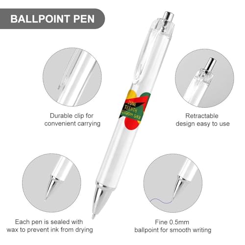 Stylos Juneteenth 1865 à pointe fine 0.5 mm encre noire rétractable pour l'écriture