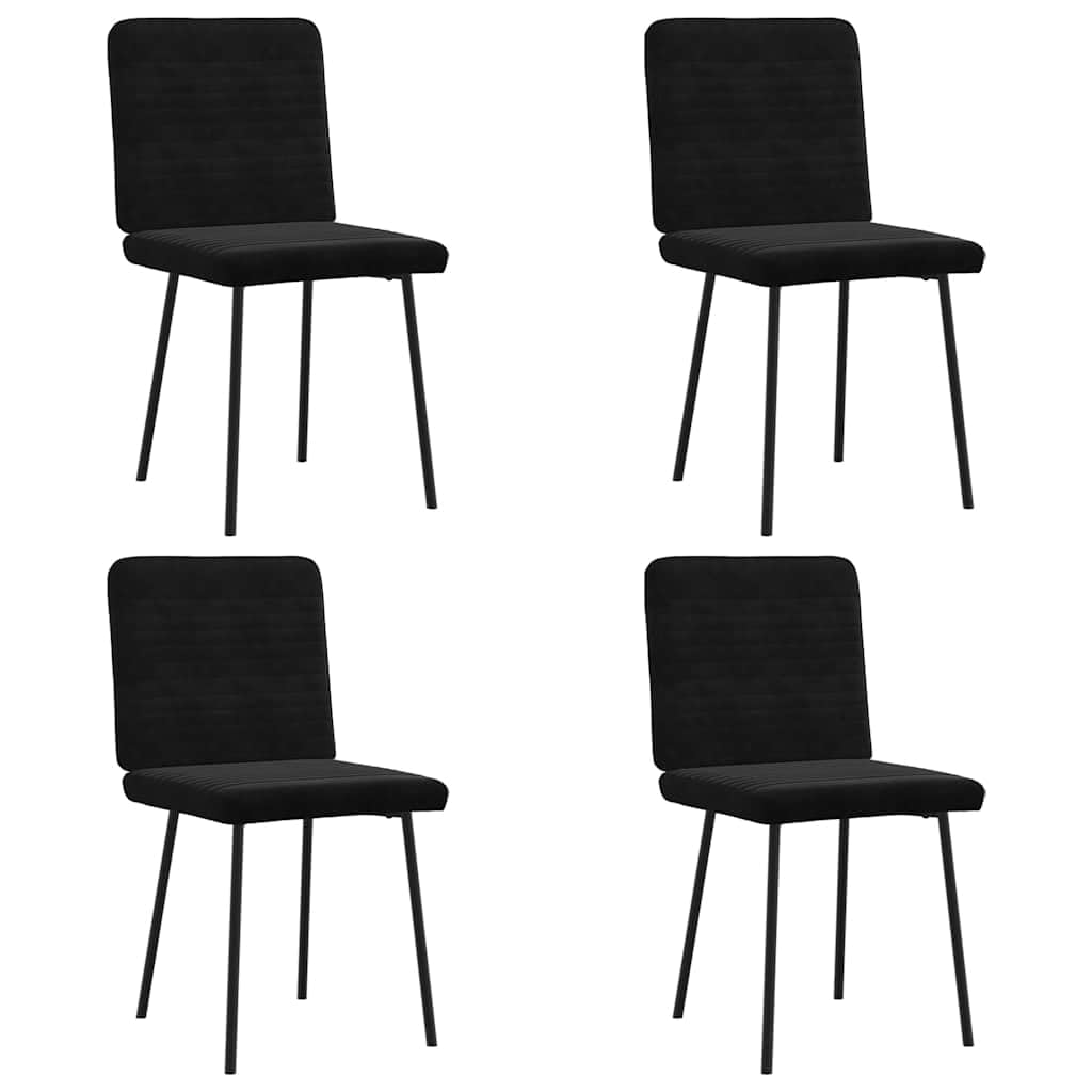 Fengshui Czarne aksamitne krzesła do jadalni, zestaw 4 sztuk