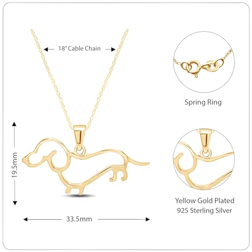 AFFY Dachshund Dog Charm Pendant Necklace In 14k Gold Over Sterling Silver, Elegant Silver Jewelry and Silver Chain 18 Inches Long, Ideal Gifts for Women and Pet Lovers3