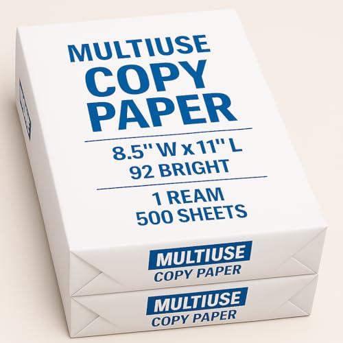 Multiuse Copy Paper, 8.5 x 11 inches, 92 Bright, 1000 Sheets, 2 Reams- Colorlok Technology- for Brighter and Vibrant color printing Job