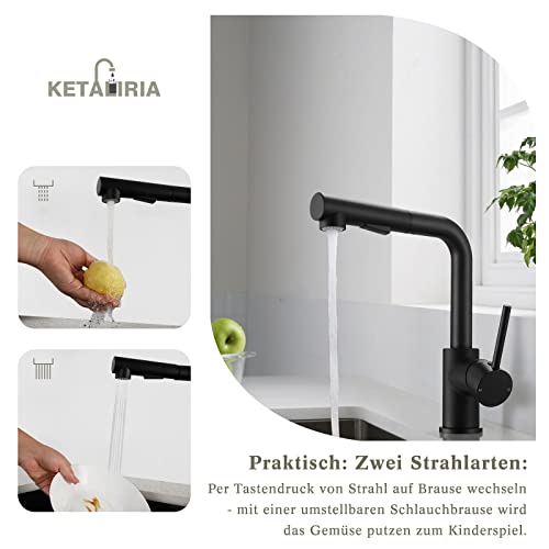 Ketaliria Rubinetto da cucina nero, rubinetto da