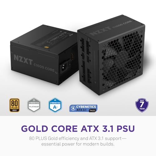 Image of NZXT C1000 Gold Core - 1000W ATX 3.1 Power Supply - 80 Plus Gold - Cybenetics Platinum - Fully Modular - PCIe 5.1 600W 12V-2x6 - Zero RPM Fan - 105C Capacitors - Black