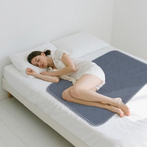 Alèse de lit imperméable et lavable 89x152 cm - Grand protège-matelas réutilisable gris - 2
