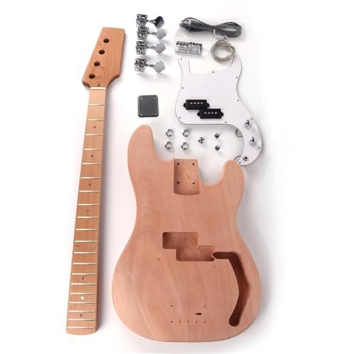 Unfinished Guitar Body Roasted Maple Rosewood Neck Fretboard DIY 20 Frets Electric Bass Guitar Kit