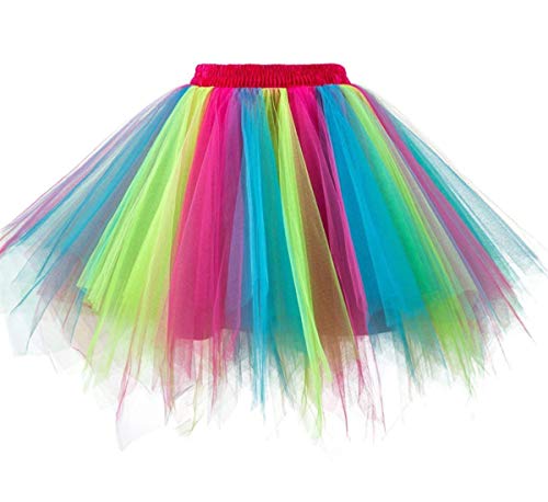 Girstunm Damen Tutu Tüllrock 50er Vintage Tüllrock Petticoat Mehrfarbig...