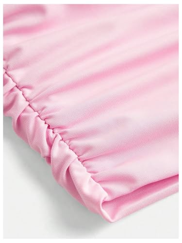 OYOANGLE Girl's Strapless Tube Top Ribbed Knit Ruched Cropped Bandeau Cute Summer Tops3