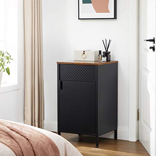 SONGMICS Aufbewahrungsschrank, Metallschrank, mit Doppeltür, Magnetverschluss, Verstellbarer Einlegeboden, Stahlgestell, 40 x 42,5 x 76 cm, vintagebraun-schwarz LSC101B01