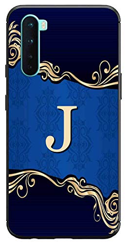 Image of Amazon Brand - Solimo Designer Blue Pattern Alphabet-J Printed Soft & Flexible Hybrid Back Case Mobile Cover for OnePlus Nord