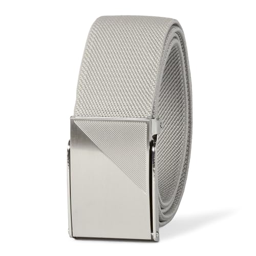 Amazon Essentials Men's Sport Web Golf Belt, Tactical Plaque Buckle, Grey, Small