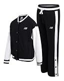 New Balance Girls Sweatsuit Set - 2 Piece Long Sleeve Fleece Baseball Jacket and Jogger Sweatpants Girls...