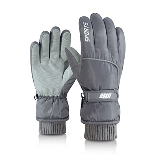 Women's All Fingers Ski Gloves Windproof Outdoor Riding Driving Gloves Winter Warm Gloves for Cold Weather (Grey, One Size)