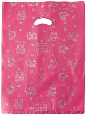 Muellery Pink Plastic Glossy Merchandise Bags Packaging Shopping Bags Gift with Handles, 10.6x14.6 inch, 27x37 cm, 100pcs TPAK20690