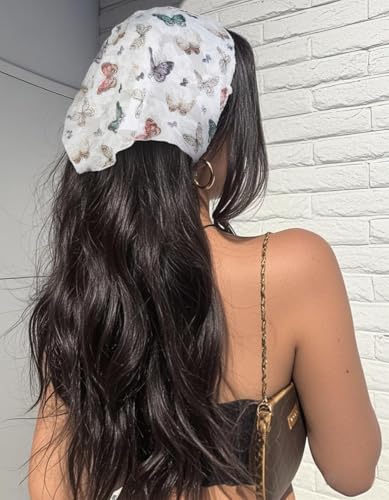Huachi Head Scarf Headband for Womens Hair hair - Boho Butterfly Bandanas for Women - Lace Hair Scarf Bandana Headband - Cute Stylish Head Kerchief Summer Accessories