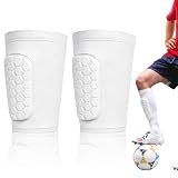 AYBUY Parastinchi da Calcio, 1 Paia Parastinchi Calcio Calzini Maniche adulto con cuscinetti a nido d'ape, Elastico Paratibie per sci, calcio, ciclismo, arrampicata, Bianche