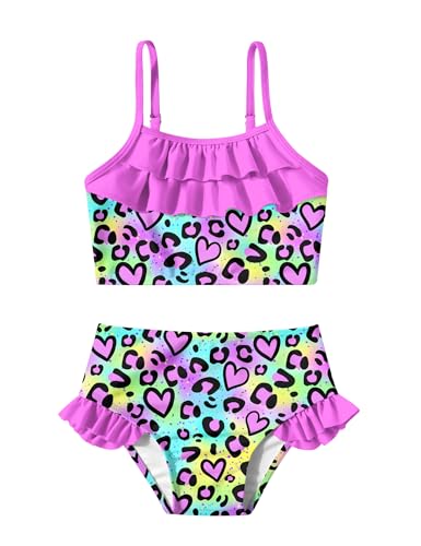 Image of Little Girls Two Piece Mermaid Bikini Set Ruffle Adjustable Summer Beach Bathing Swimsuit 3-7 Years for Kids