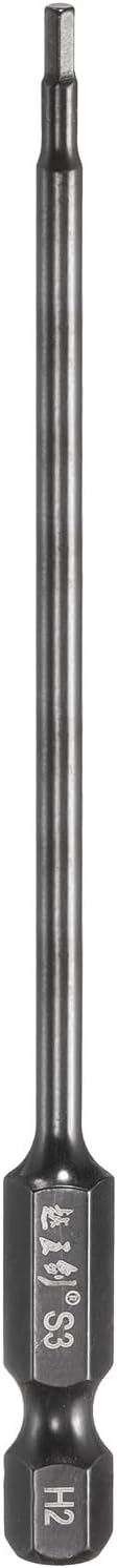 HARFINGTON Hex Head Wrench Drill Bit 2mm(H2) Metric 1/4" Hex Shank 4"(100mm) Length S3 Steel Magnetic Impact Drivers Screwdriver Bit Industrial Grade Hexagon Electric Drill Bits