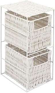 Woodluv 2 Drawer White Resin Tower Storage Unit(E01-113)