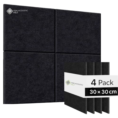 Image of YGM Acoustic Foams Luxury PET Felt Acoustic Self Adhesive Panels, 10 MM Thick, Sound Absorbing Panels for Wall | Room Noise Reducer & Sound Dampening (OG Black, 1x1 Foot - 4 Panels)
