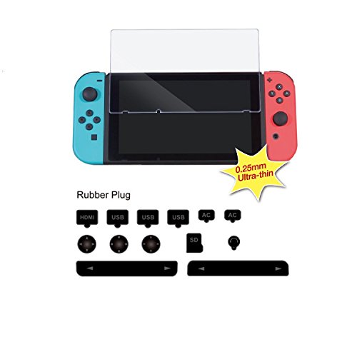Althemax® cubierta de tapas de polvo y juego de vidrio templado paquete USB de HDMI USB joystick SD auriculares casquillos para Nintendo Switch