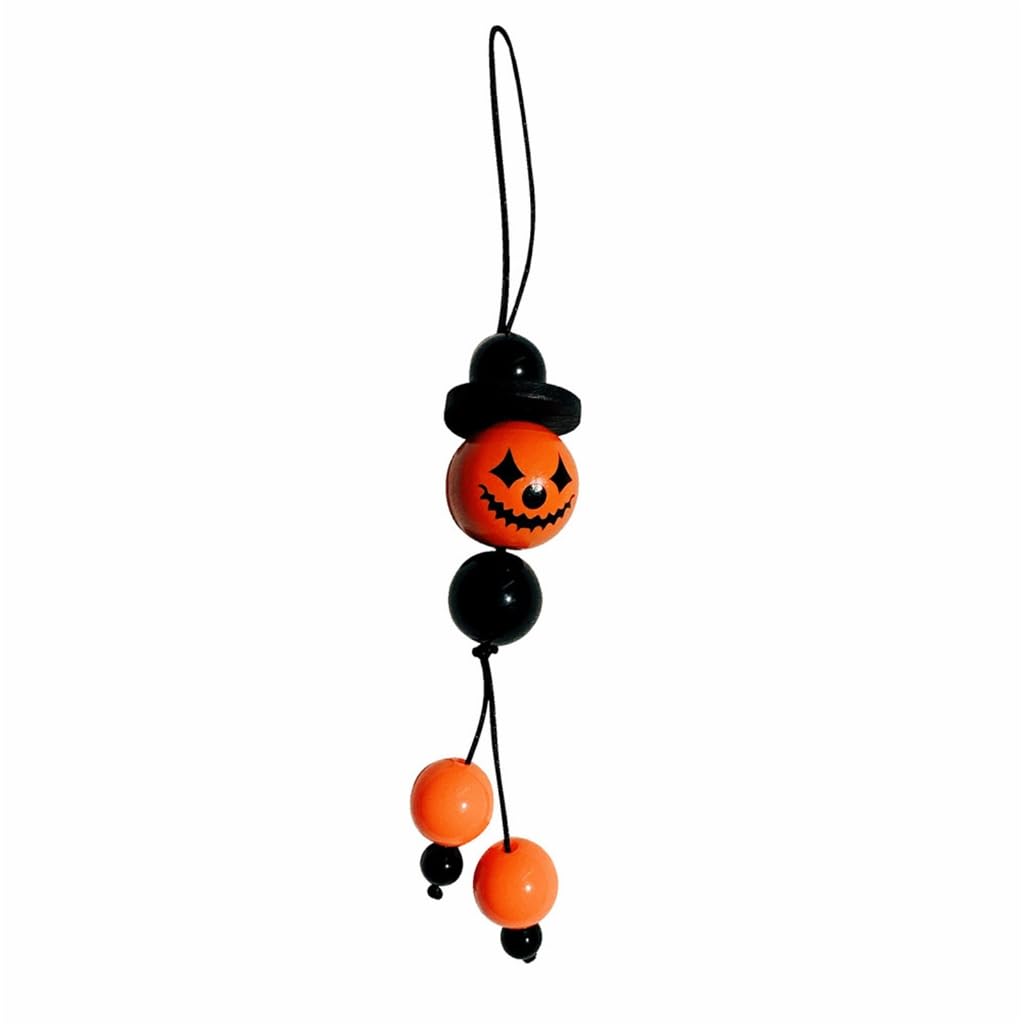 GANYKQ Wooden Bead Pendant Phone Charm Hanging Rope Phone Chain Strap Bag Decoration Lanyards Keychain Accessories, Orange, as described