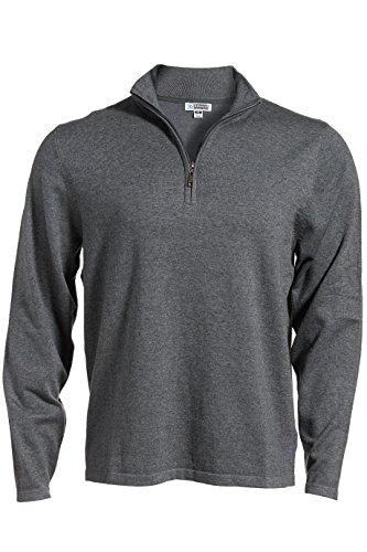 Edwards Garment Long Sleeve 1/4 Zip Fine Gauge Sweater, Smoke Heather, Medium