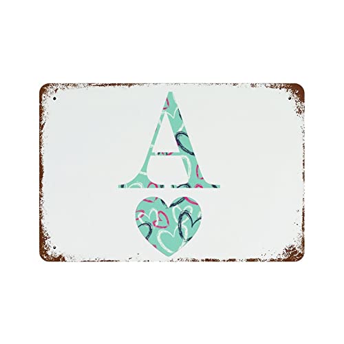 Panneau en métal vintage motif cœur monogramme déco Saint-Valentin - 2