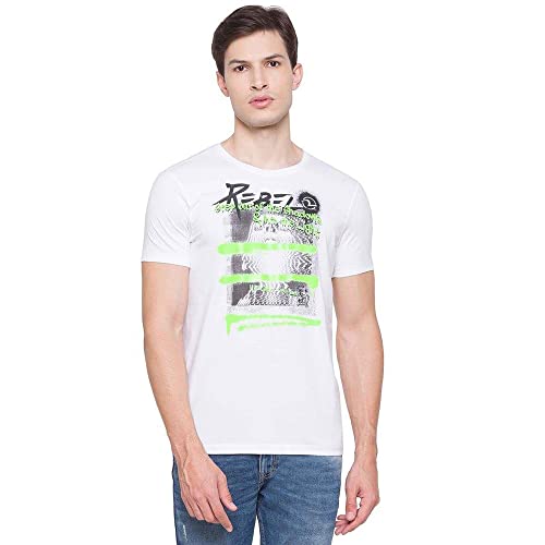 Image of Spykar Printed Blended Slim Fit Mens T-Shirt (A21MKT02BA033WH-P)