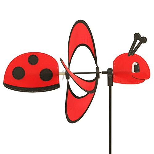 CIM Wind Spinner - Little Magic Ladybird - UV-bestendig en weerbestendig - windwiel: Ø28cm, motief: 35x13cm, totale hoogte: 85cm - incl. glasvezelstaafje