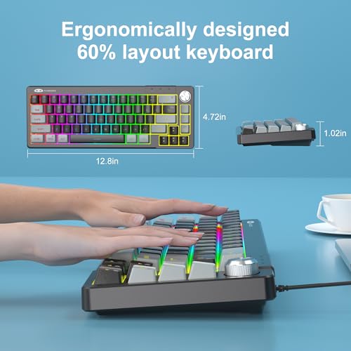 Image of MageGee Mini 60% Gaming Keyboard, RGB Backlit 68 Key Ultra-Compact Keyboard, TS68 Ergonomic Waterproof Mechanical Feeling Office Computer Keyboards for PC, MAC, PS4, Xbox ONE Gamer