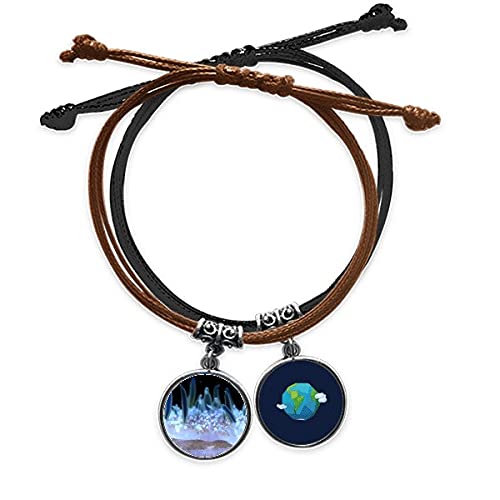 Pulsera de cuero con foto de medusa azul océano y acabados artesanales de tierra