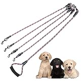 4 Dog Leash, Reflective Heavy Duty Four Way Dog Leash, Suitable for All Types of Dogs, Multiple Dog Leash, 360° Swivel Tangle Free with Comfortable Handle, Support Add to Multiple Rope, Purple