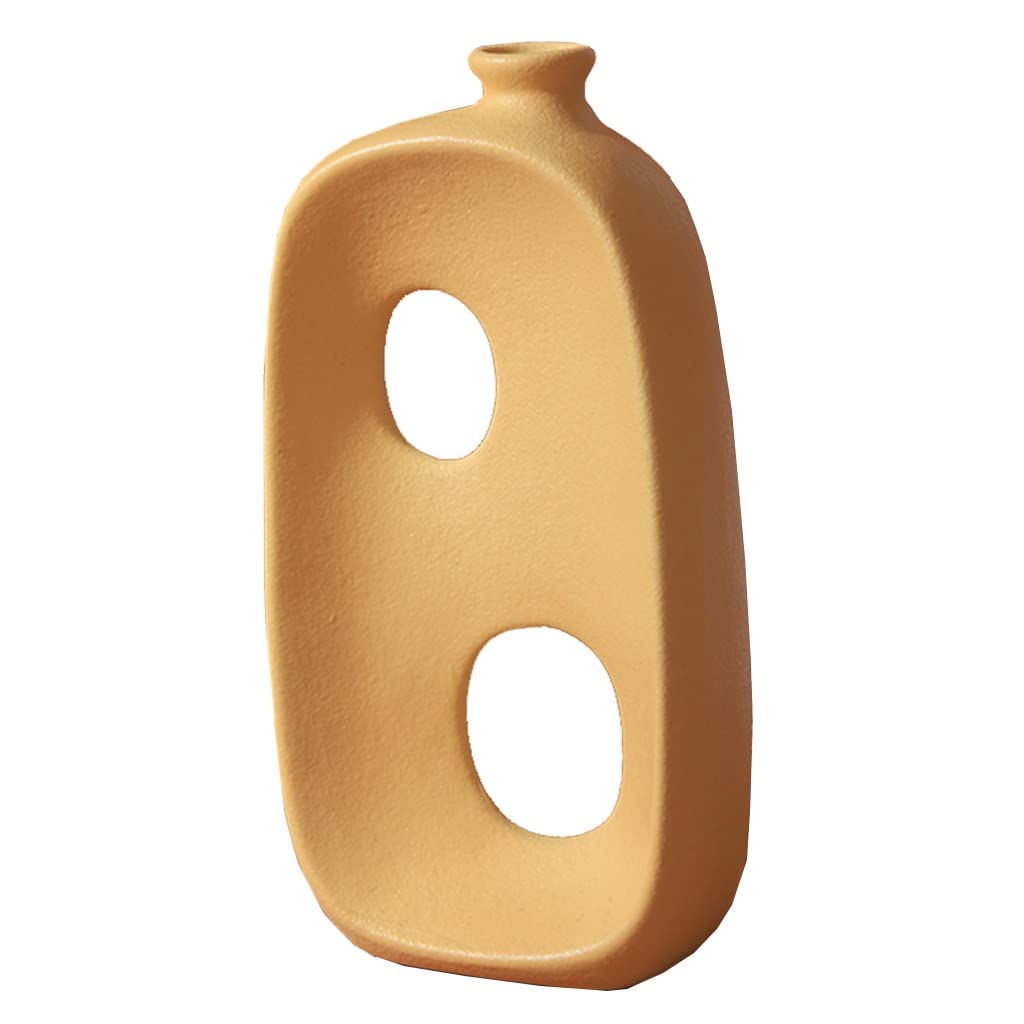 Ceramic vase， Minimalist Style Home Decorative Vase(Orange a)