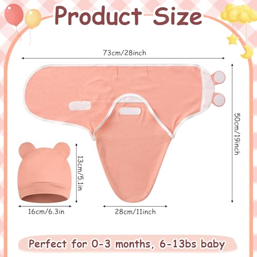 Image of Ramede 6 Pack Swaddle Blanket with Hats for Baby Girl Boy 100% Cotton Swaddles 0-3 Months, Adjustable Breathable Skin Friendly Receiving Blanket Wrap, Essential for Newborns(Simple,Solid Pink)