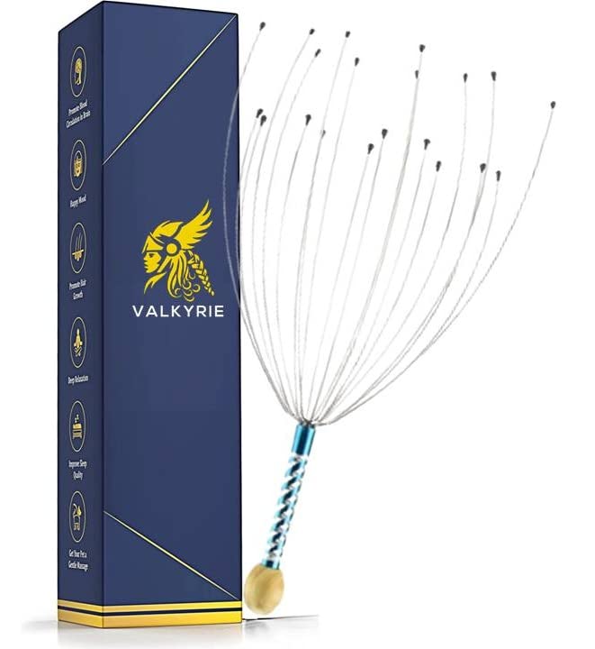 VALKYRIE Head massager Scalp Scratcher 12 Finger Body Relaxing Hair Massage Hand Scalp Massager Hand Held Scalp for Pain Relief and Hair Growth Neck Manual Massager Octopus Scalp Pointer | Silver (B0BM3V1198) Amazon Price History, Amazon Price Tracker
