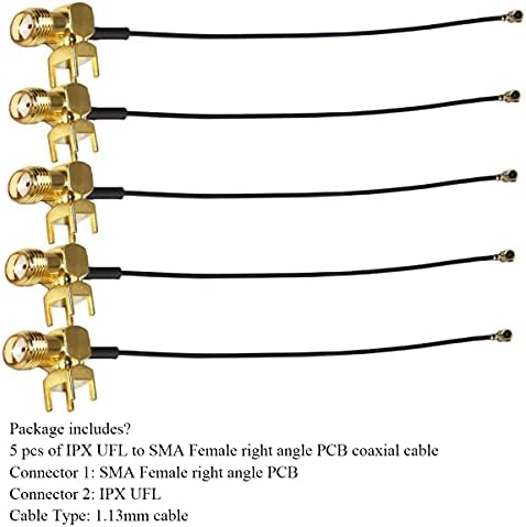 TUOLNK SMA Female IPX Coaxial Cable 4inch(10cm) PCB Mount SMA Female Right Angle to IPEX UFL Antenna WiFi Antenna Pigtail Cable for Mini PCI RF 1.13mm Pigtail Cable