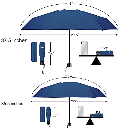 Tradmall Mini Travel Umbrella, Portable Lightweight Compact Parasol With 95% Uv Protection For Sun & Rain, Navy Blue #TOP2