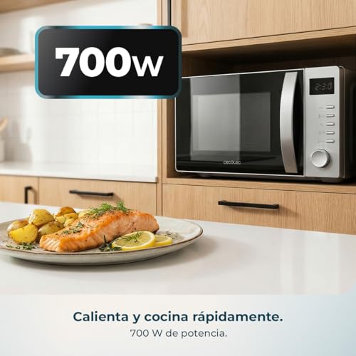 Miniatura 9 de Cecotec Microondas Digital Proclean 5005 Silver. 700w, 20l, Tecnología 3dwave, 5 Niveles Potencia, Temporizador 30 Min, Descongelación, Pantalla Con Reloj, Comidas Listas Al Instante