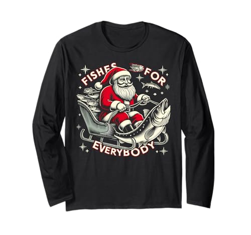 Fishes For Everybody Christmas Fish Funny Xmas Fishing Men Manga Larga