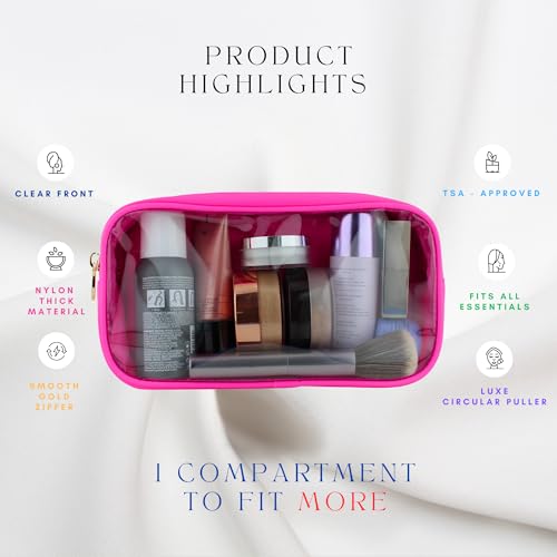 DANCOUR Clear Makeup Bag Mini Makeup Bag for Purse Mini Pouch Purse Clear Small Cosmetic Pouch Cosmetic Travel Case (Small, Hot Pink)4