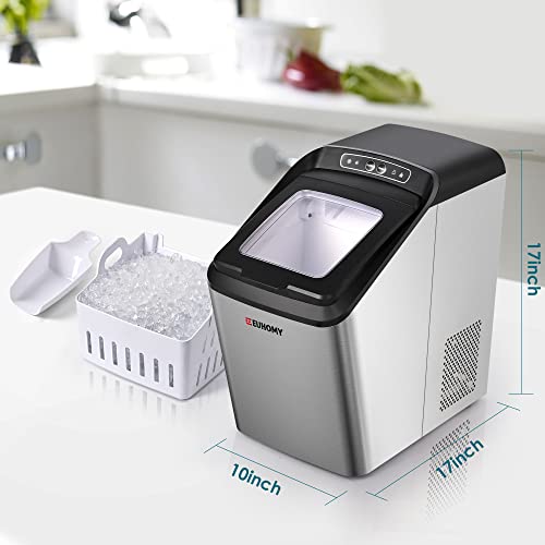 Euhomy Nugget Ice Maker Countertop, 30Lbs/Day, 2 Way Water Refill, Self-Cleaning Pebble Ice Maker Machine With 3Qt Reservoir, Ice Makers Countertop Ideal For Home, Office, Bar, And Party. (Silver) #TOP6
