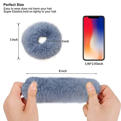 Miniatura 5 de Lazos para el cabello con pompones rosados, con pelo sintético de conejo, elásticos rosados, para coleta de caballo para niñas y mujeres, accesorios