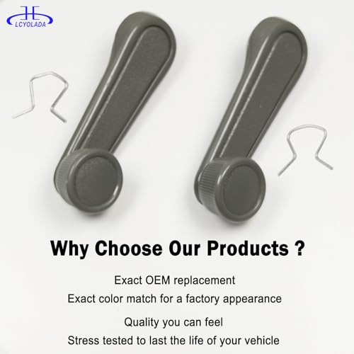 Lcyolada Interior Window Crank Handle, Textured Gray, for Various Toyota Models - 1973-2017 Tundra Yaris Matrix Tacoma Corolla Camry Sienna T100 Previa 4Runner MR2 Pickup - Thumbnail 6