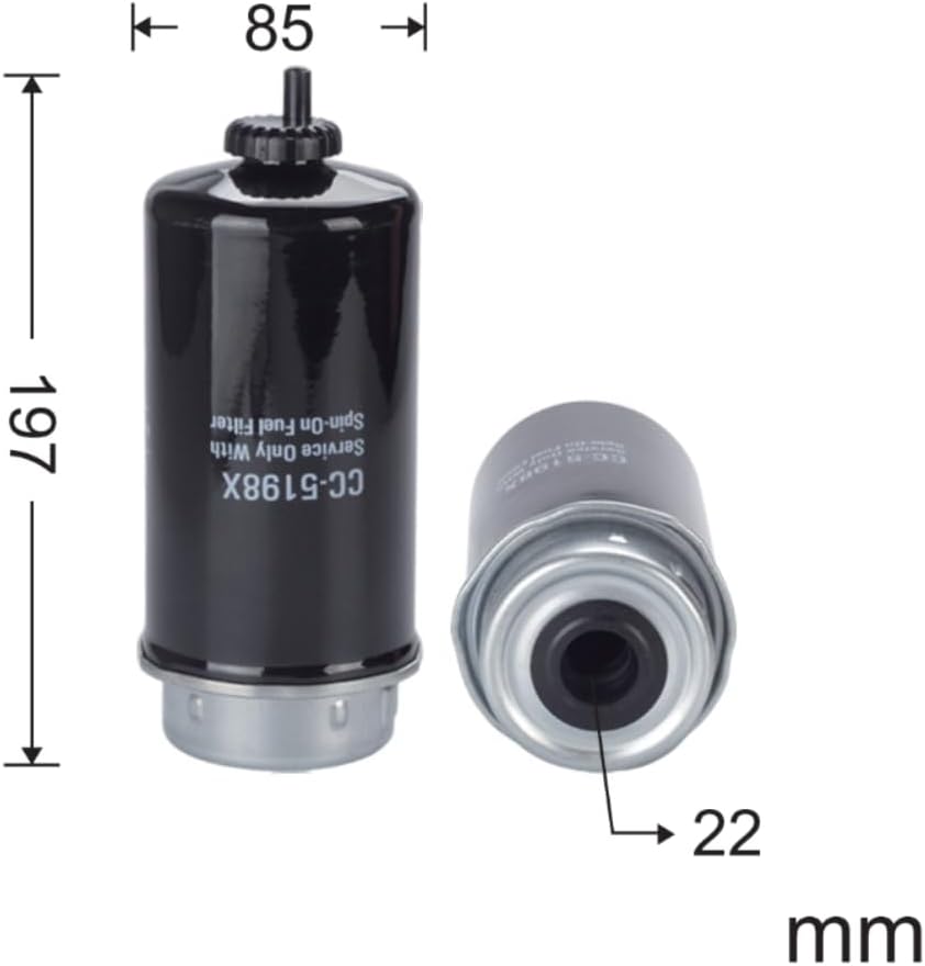 Coarse Fuel Filter CC-5198X Compatible with John Deere E130 E140 E210 E230 E240 E260 for Heavy-Duty Earthmoving Equipmen