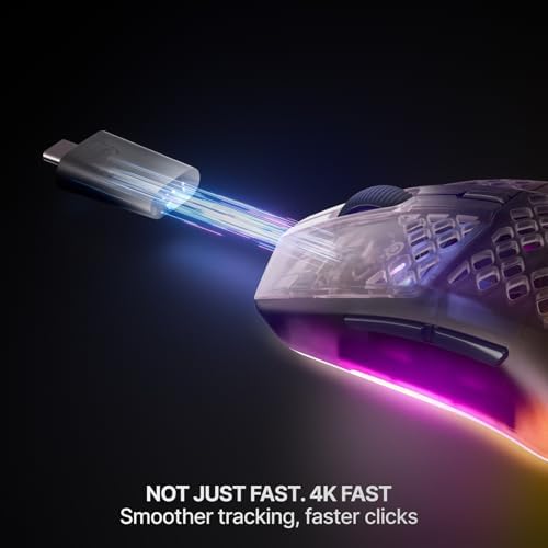 SteelSeries Aerox 3 Wireless Gen 2 - Super-Light 68g Gaming Mouse, 4K Polling, 26K DPI Optical Sensor, 200 Hour Battery, IP54 Water Resistant, 80m Click Durability, RGB, 100% PTFE Feet - Shadow — view 2