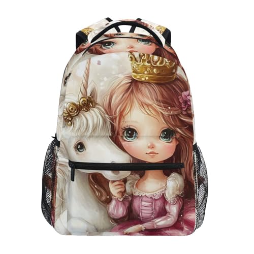 AIXIWAWA Kid Backpacks (Princess Horse) with Clear Slot, Boys Girls Schoolbags Book Bag Small Size