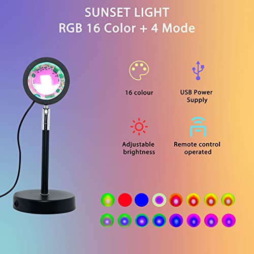Mydethun 16 Colors Sunset Lamp Projector - 360 Degree Rotation, Remote Control, Romantic LED Lights Floor Lamp for Bedroom, Photography, Home, Mood, Christmas Decor & Office - Image 6