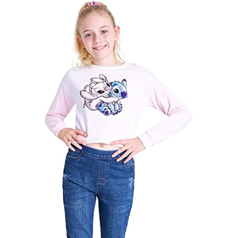 Disney Sudadera Niña Stitch, Sudadera Corta Niña, Sudadera para Niñas Crop Top Cover