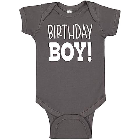 Aiden's Corner Handmade 1st 2nd Birthday Boy Bodysuit Outfits (Charcoal, 12 Months) Cover