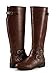 Ermonn Womens Knee High Boots Wide Calf Flat Low Heel Side Zipper Faux Leather Fashion Winter Riding Boot